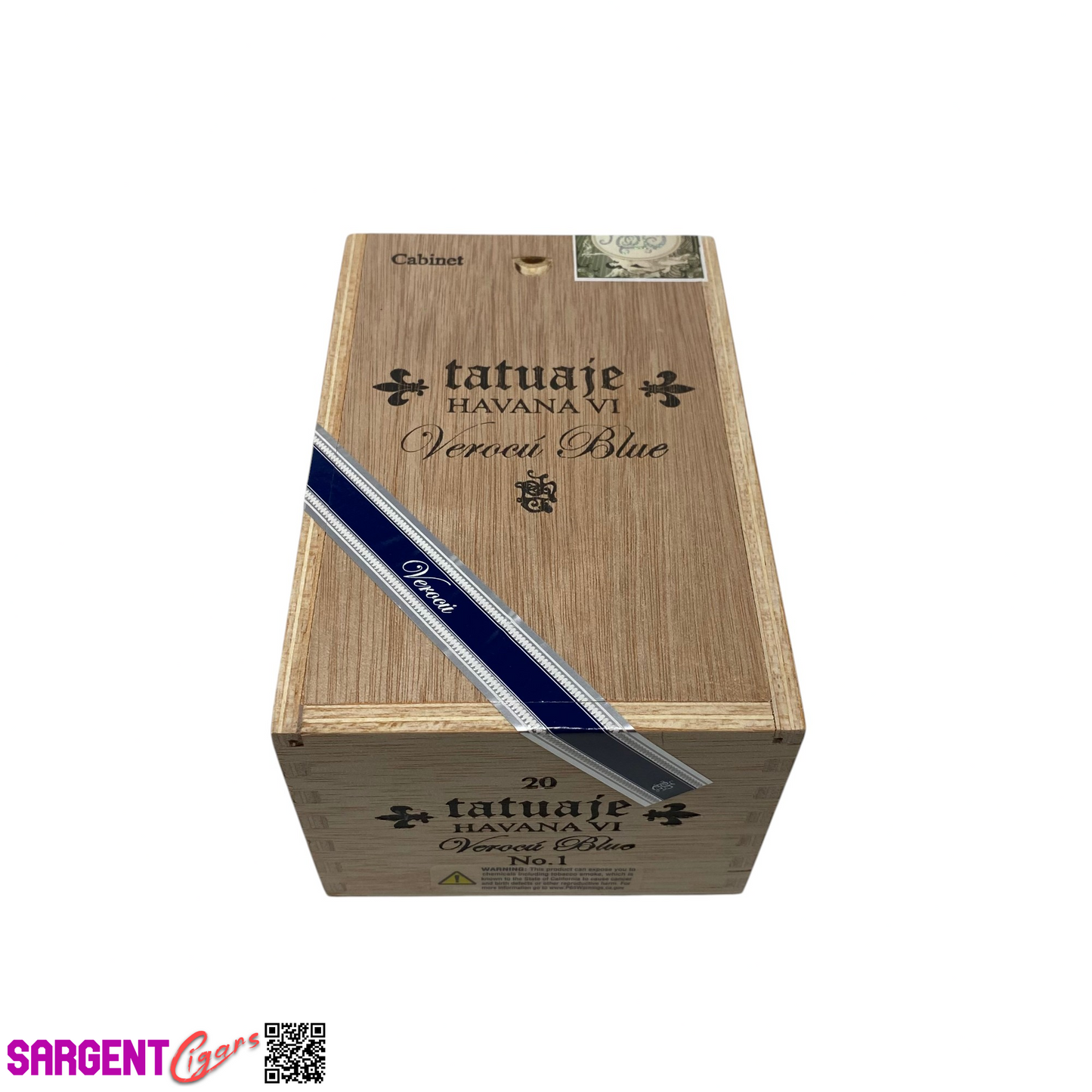 Tatuaje Verocu No1 Blue Empty Wooden Cigar Box 4.5x7x3.5
