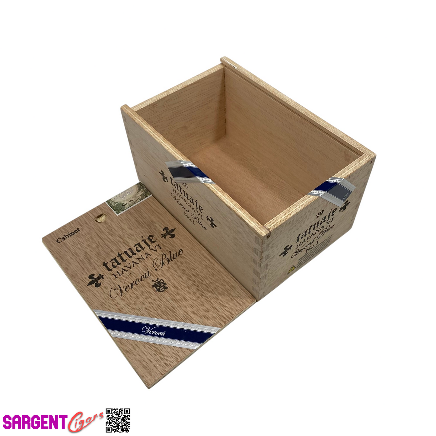 Tatuaje Verocu No1 Blue Empty Wooden Cigar Box 4.5x7x3.5