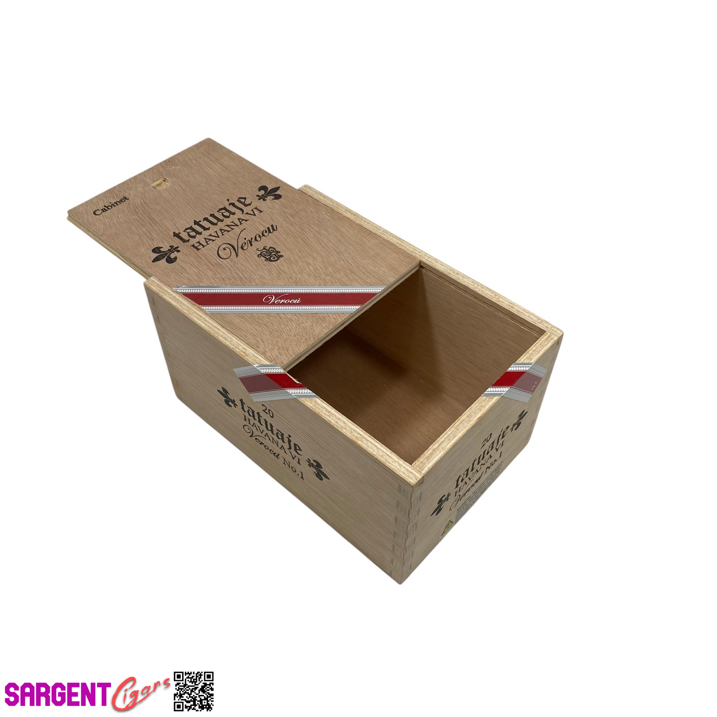 Tatuaje Verocu No1 Red Empty Wooden Cigar Box 4.5x7x3.5