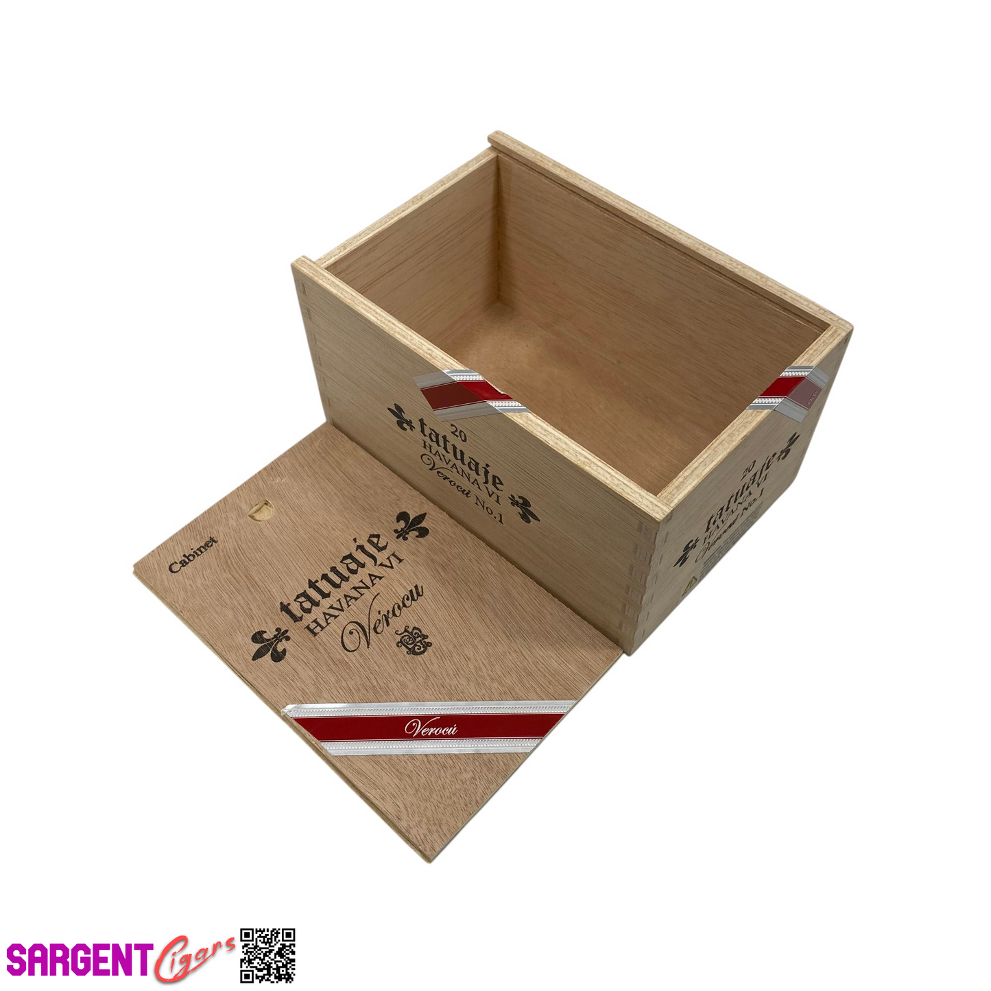Tatuaje Verocu No1 Red Empty Wooden Cigar Box 4.5x7x3.5