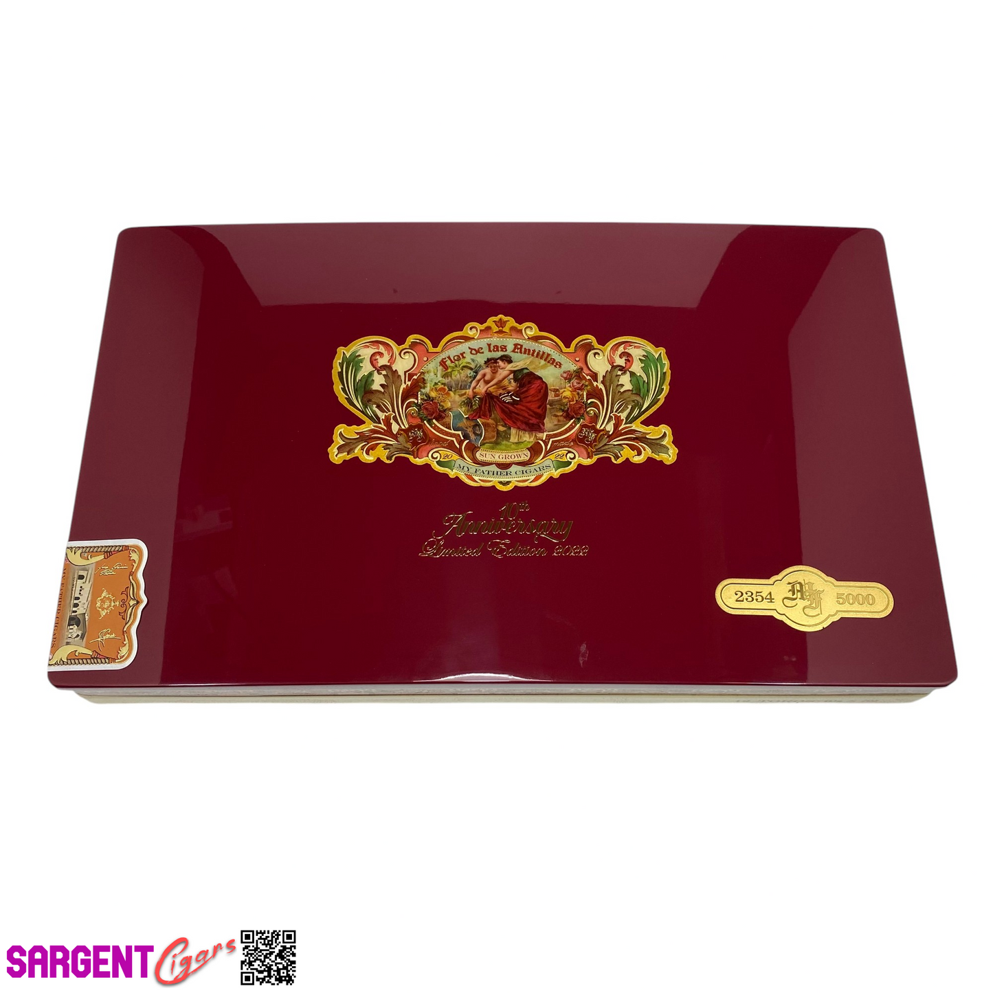 Flor De Las Antillas 10th Anniversary Empty Wooden Cigar Box 16x9.75x2