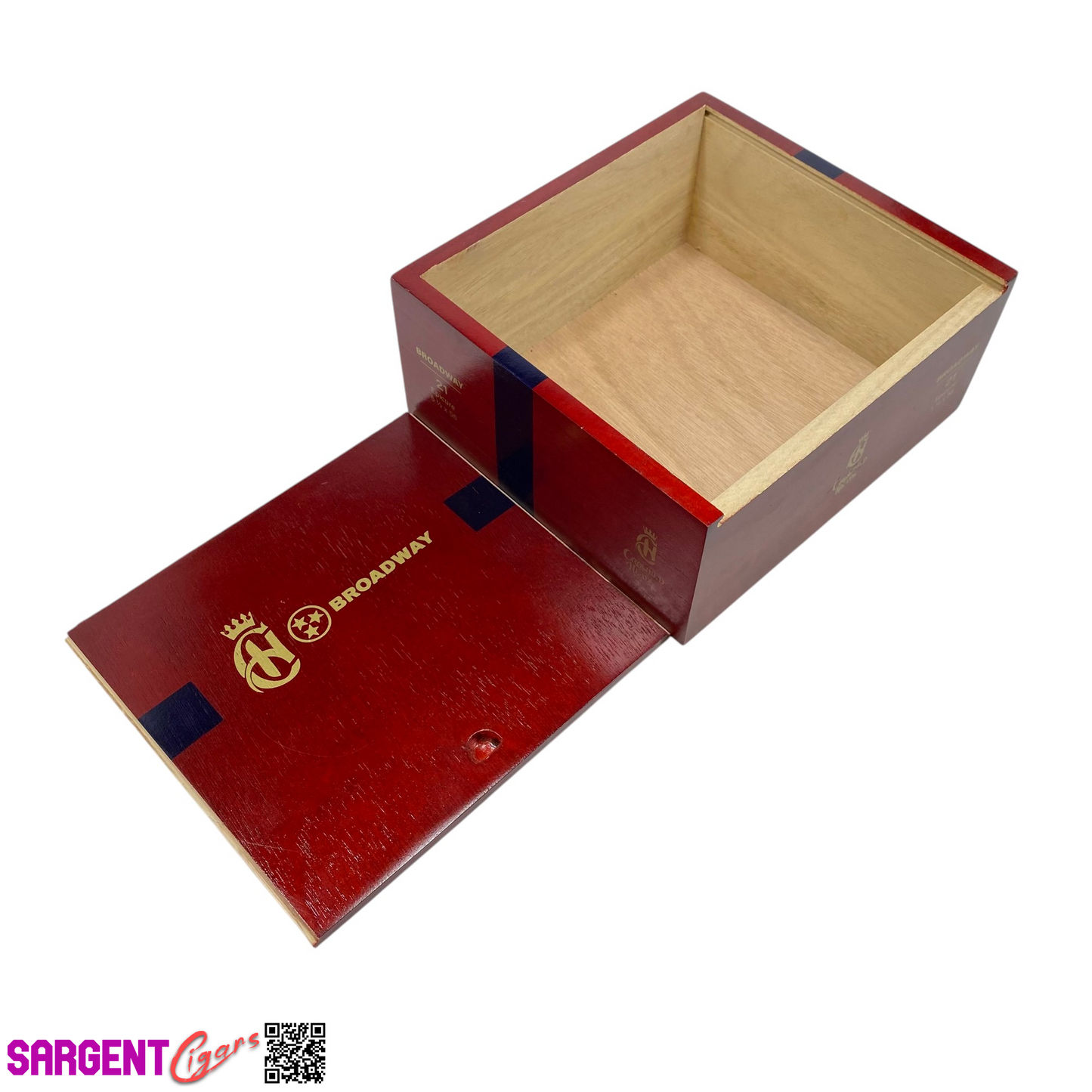 Crowned Heads Broadway Epicure Empty Wooden Cigar Box 7x6.5x3