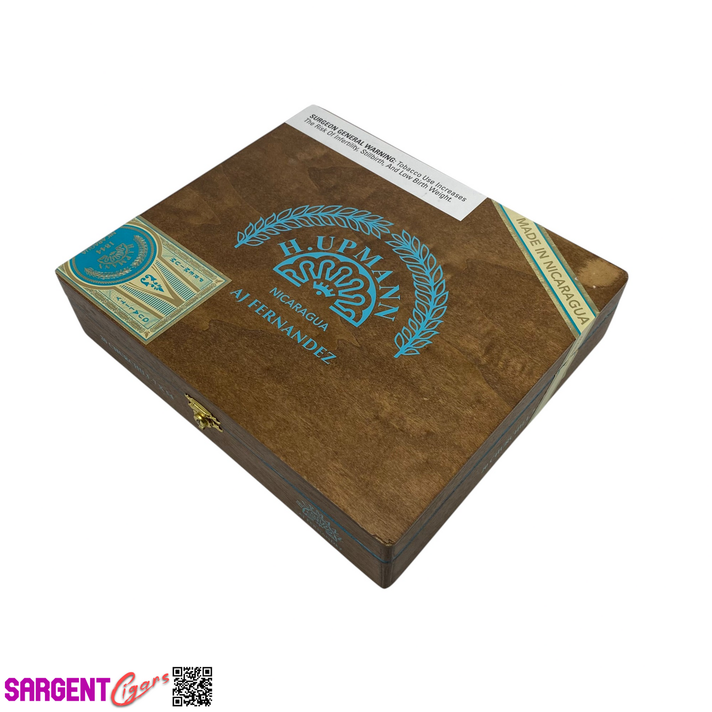 H Upmann Nicaragua Churchill Empty Wooden Cigar Box 9.5x8.25x2 (1)