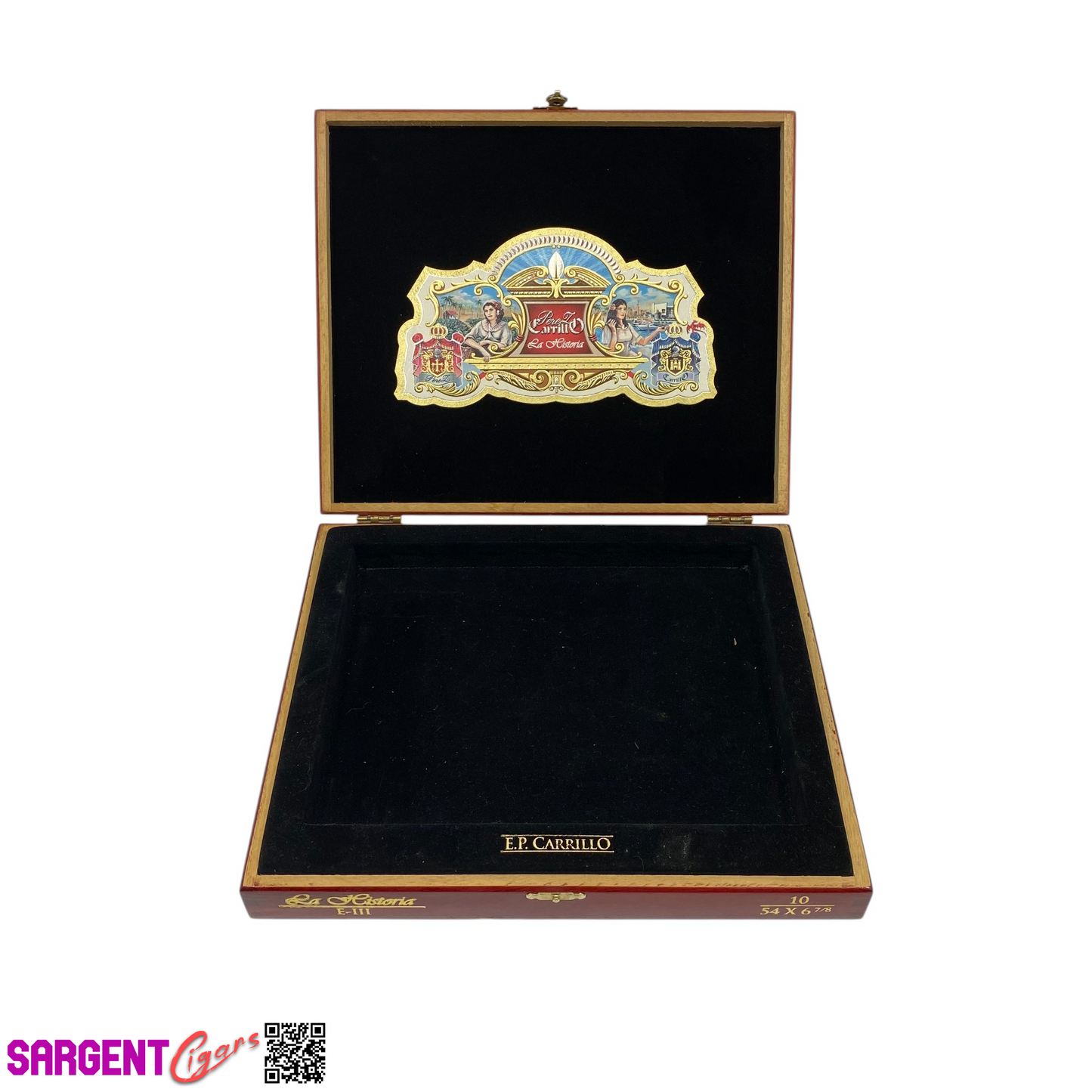 Ep Carrillo La Historia E3 Empty Wooden Cigar Box 10.5x9x1.75