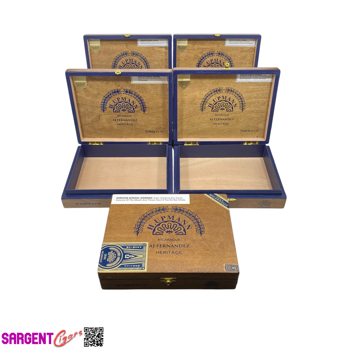 Lot of 5 H Upmann Heritage Toro Empty Wooden Cigar Boxes 9.25x7.25x2 #59