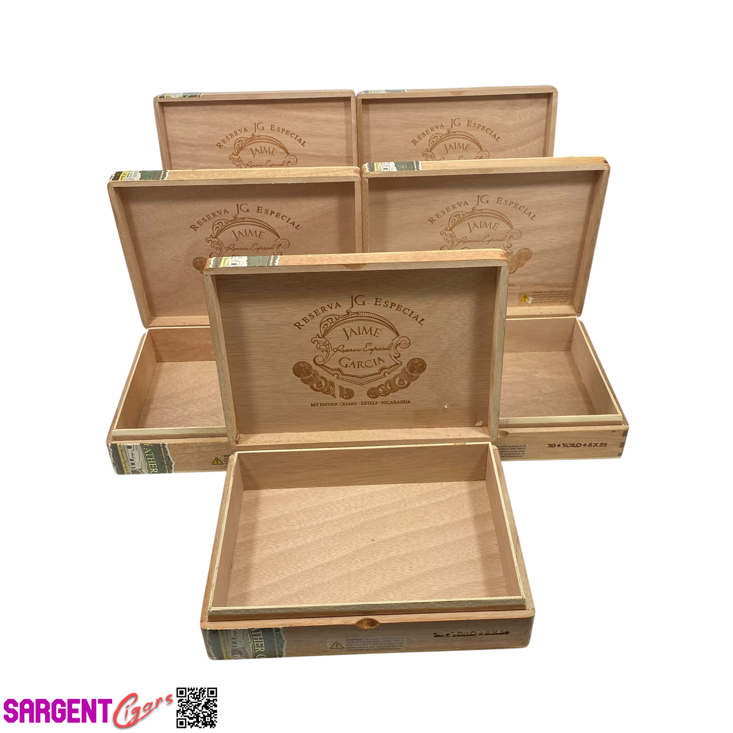Lot of 5 Jaime Garcia Toro Empty Wooden Cigar Boxes 9.25x7x2.25 #22