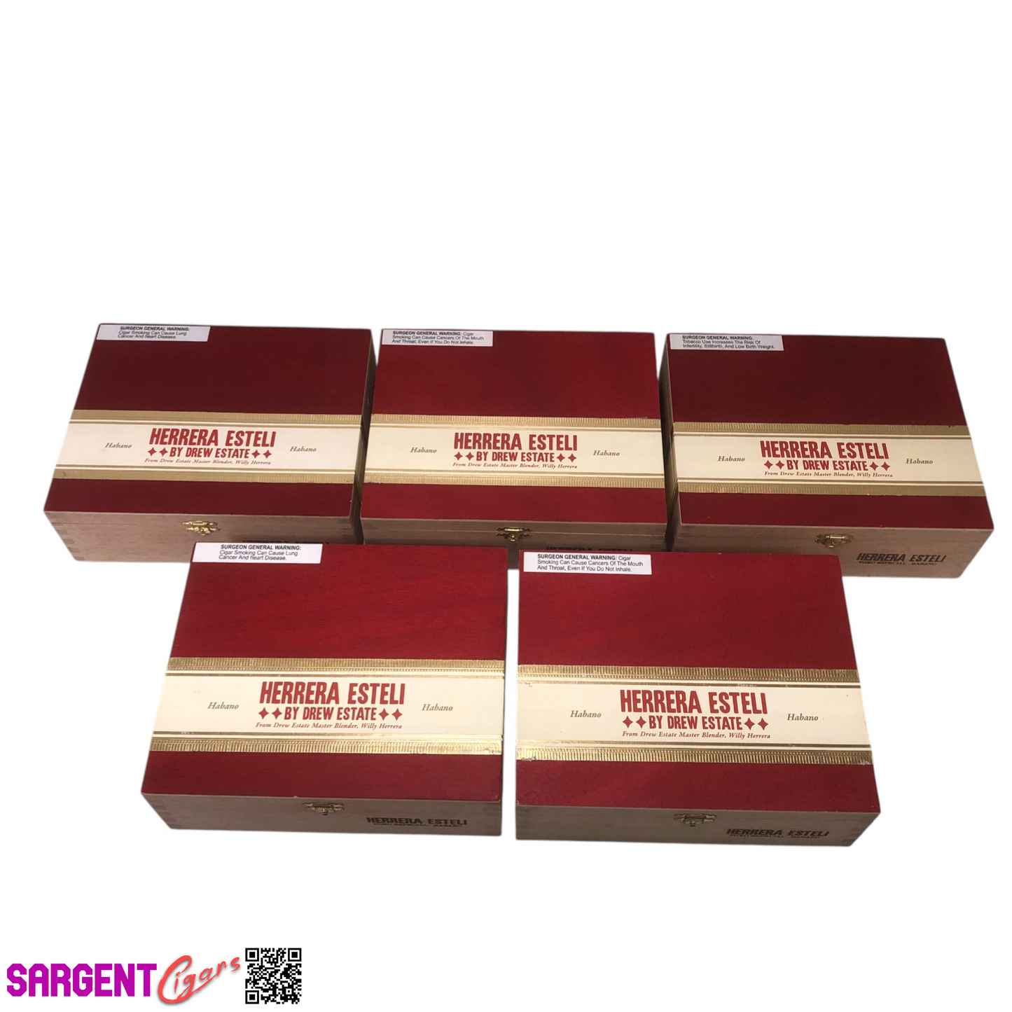 Lot of 5 Herrera Esteli Toro Empty Wooden Cigar Boxes 8.75x7.25x2.75 #142