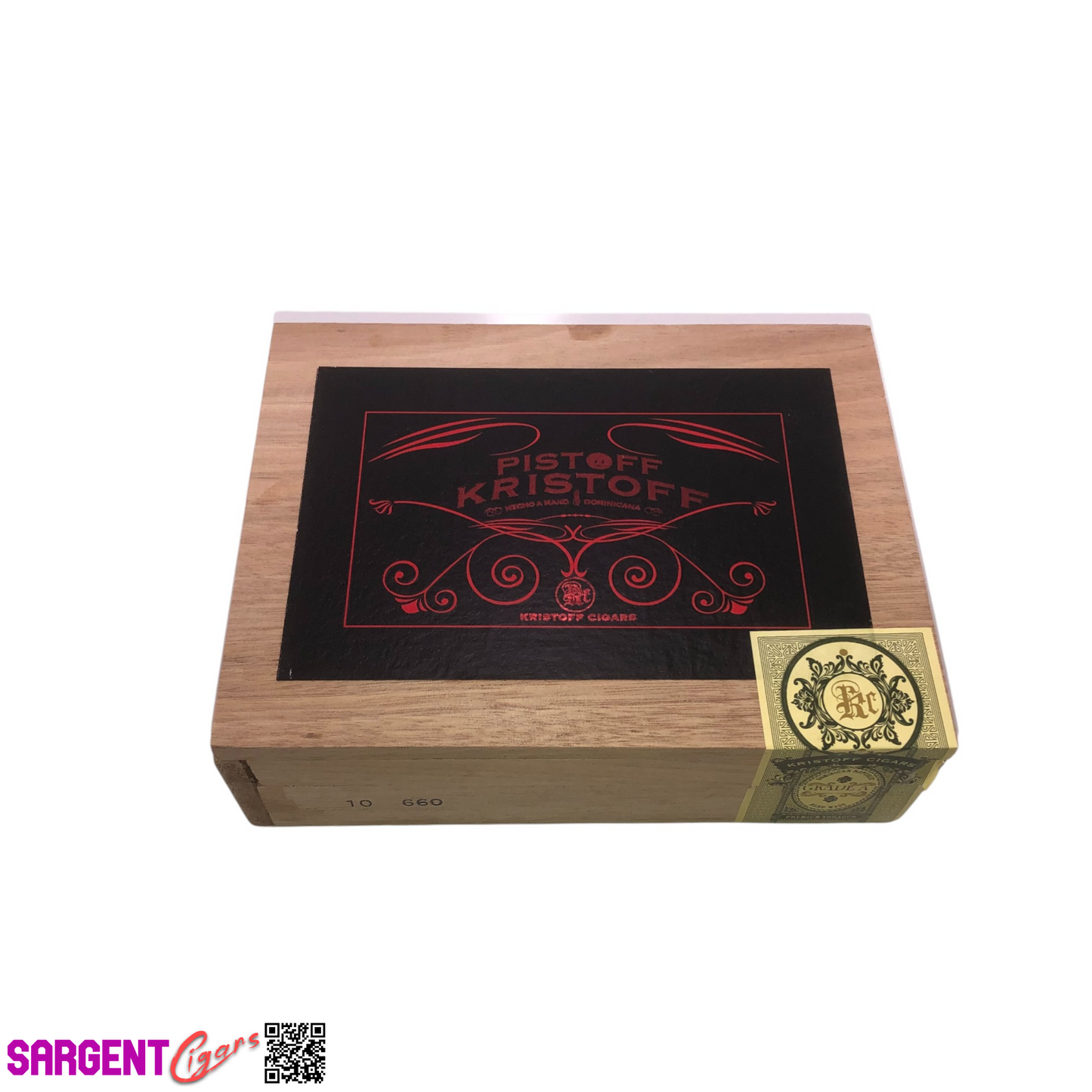 Kristoff Pistoff 660 Empty Wooden Cigar Box 7.75x6x2.5