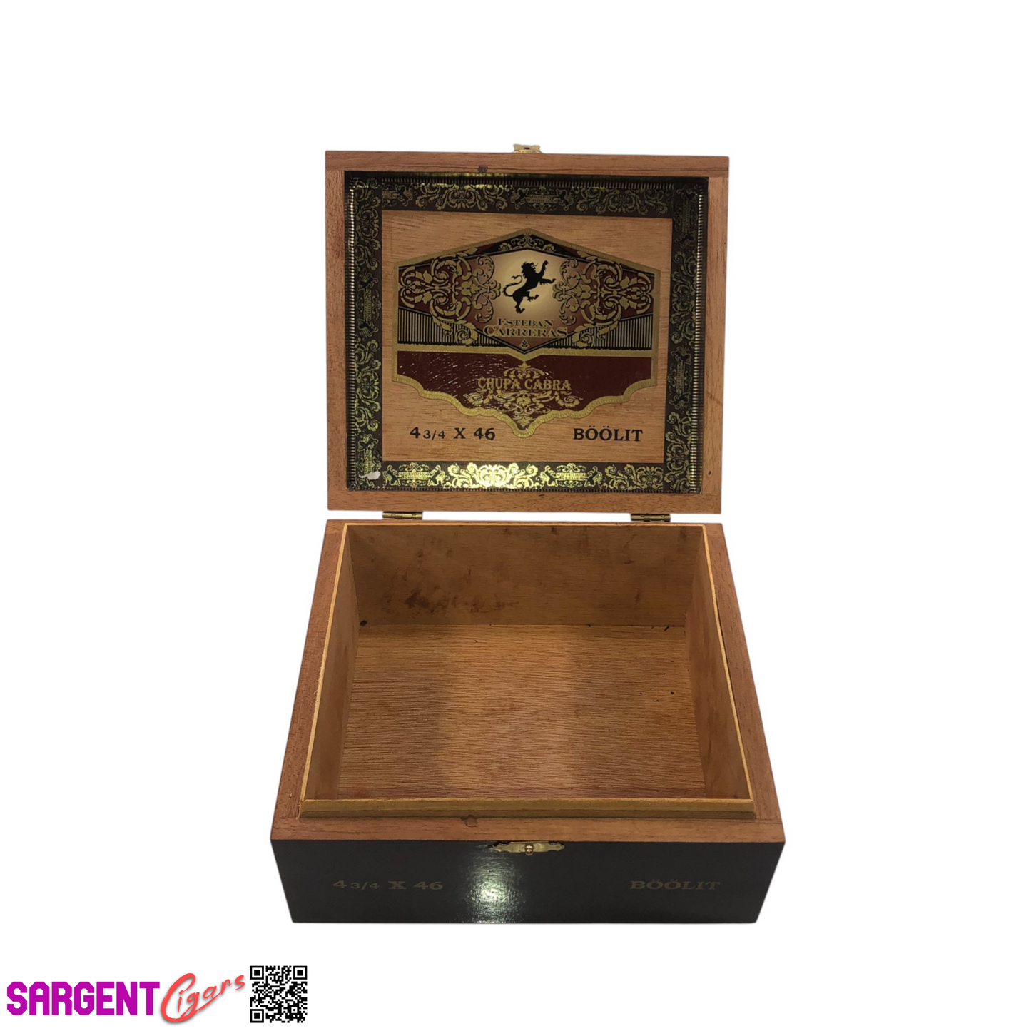 Esteban Carreras Boolit Empty Wooden Cigar Box 7.25x6.5x3.5