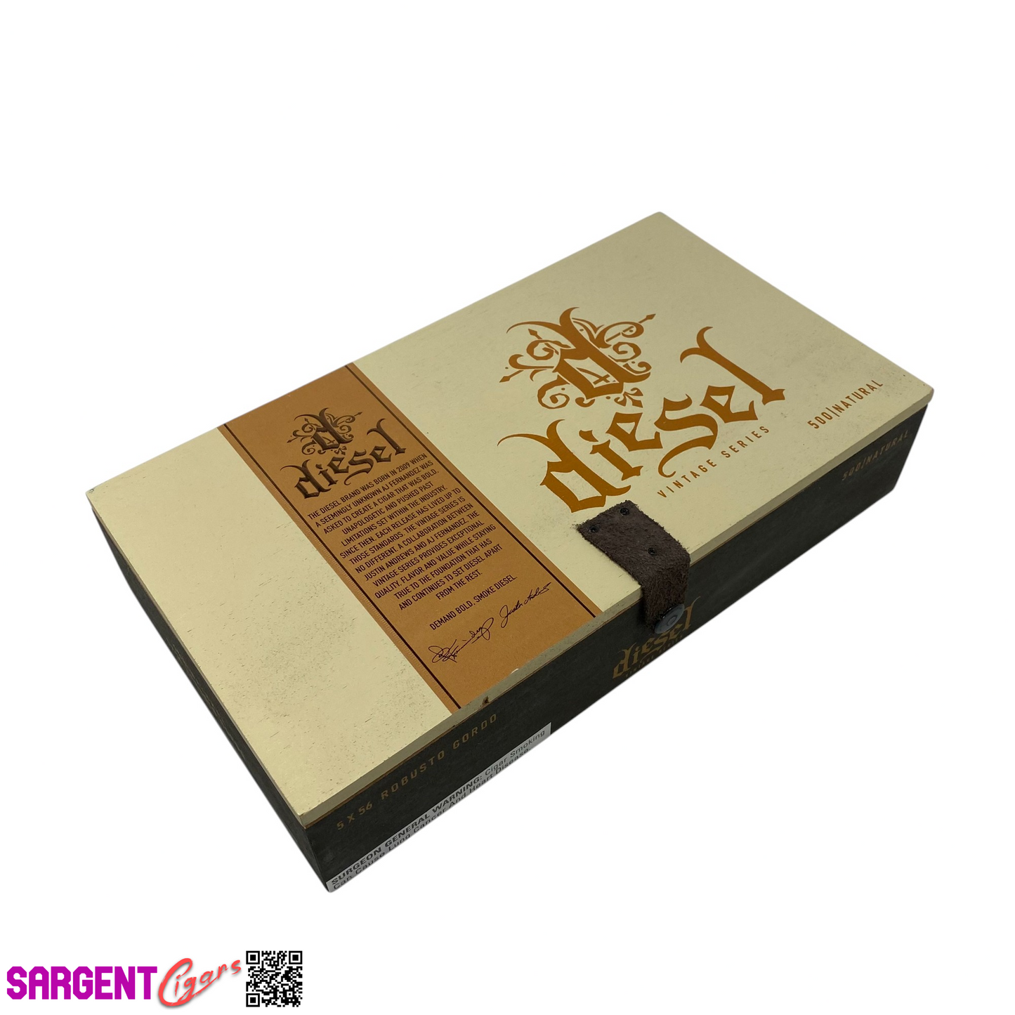 Diesel Vintage Series Robusto Natural Empty Wooden Cigar Box 12x6.75x2.5 (1)