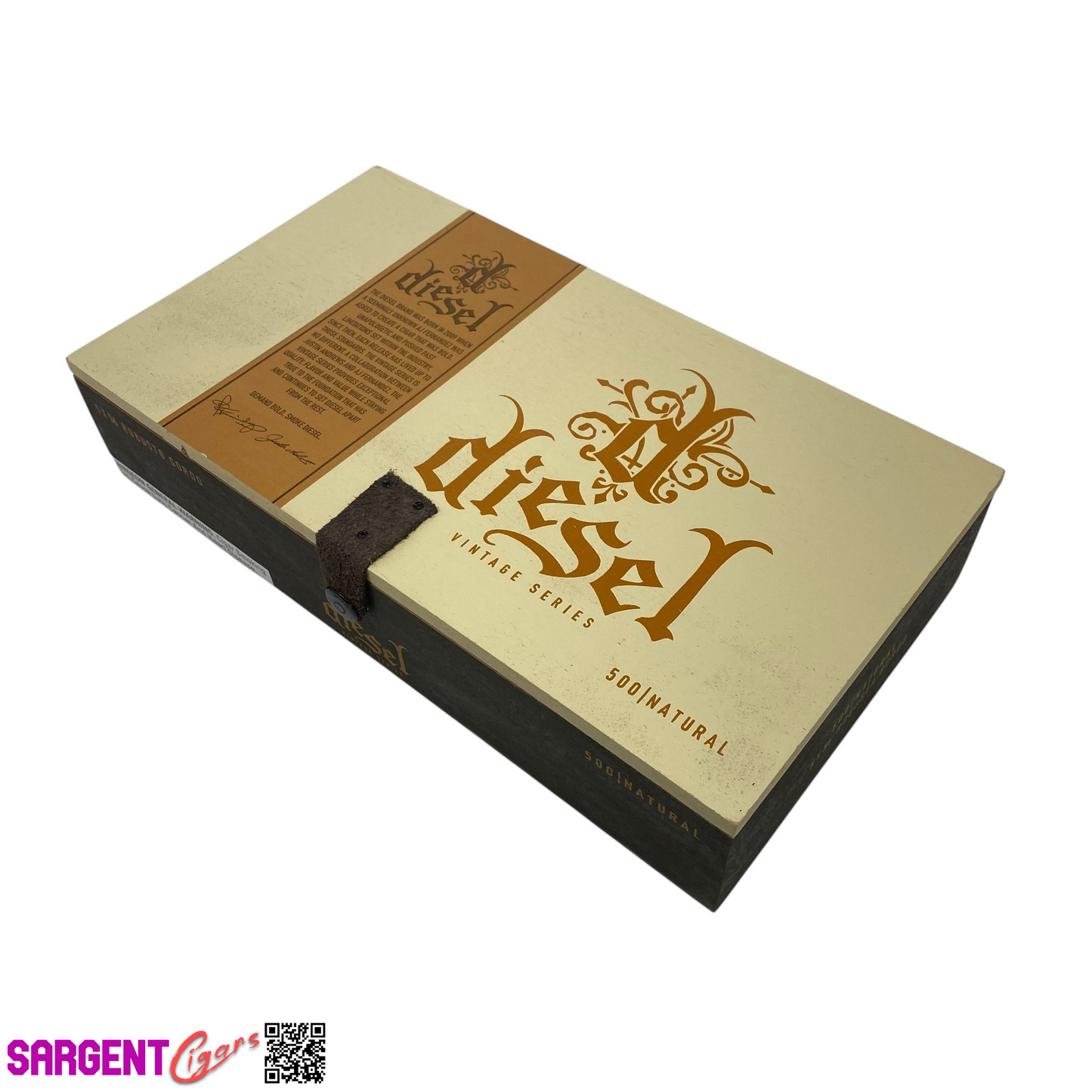 Diesel Vintage Series Robusto Natural Empty Wooden Cigar Box 12x6.75x2.5 (1)