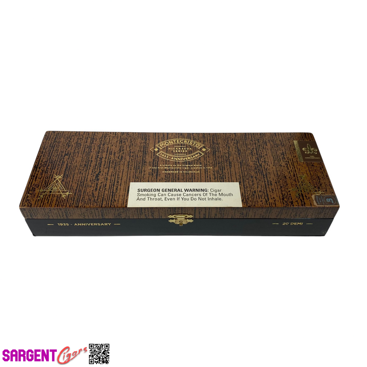 Montecristo Nicaragua 1935 Demi Empty Wooden Cigar Box 12.5x4.5x2