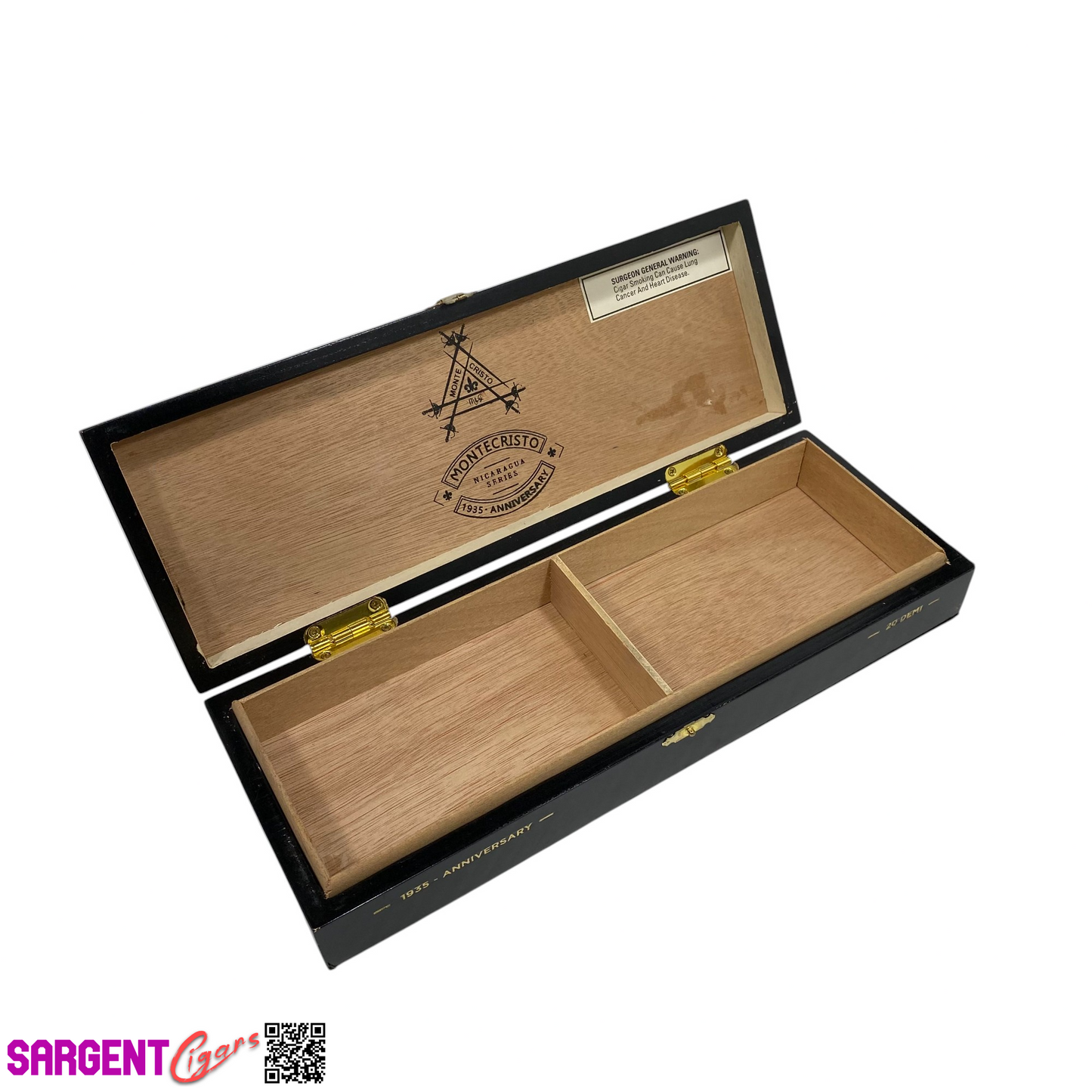 Montecristo Nicaragua 1935 Demi Empty Wooden Cigar Box 12.5x4.5x2