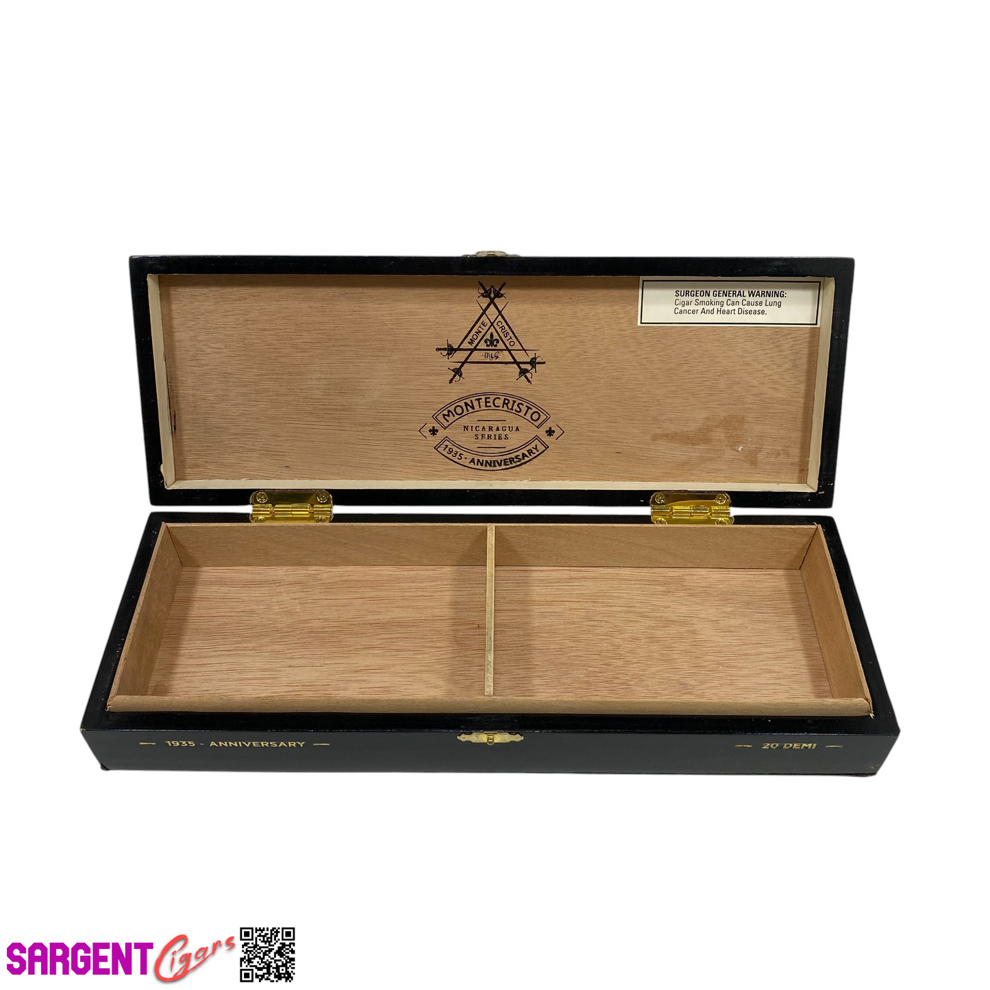 Montecristo Nicaragua 1935 Demi Empty Wooden Cigar Box 12.5x4.5x2