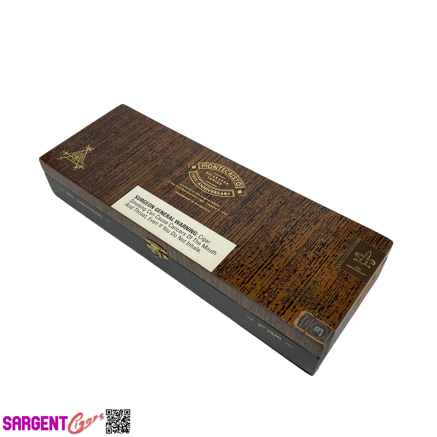 Montecristo Nicaragua 1935 Demi Empty Wooden Cigar Box 12.5x4.5x2