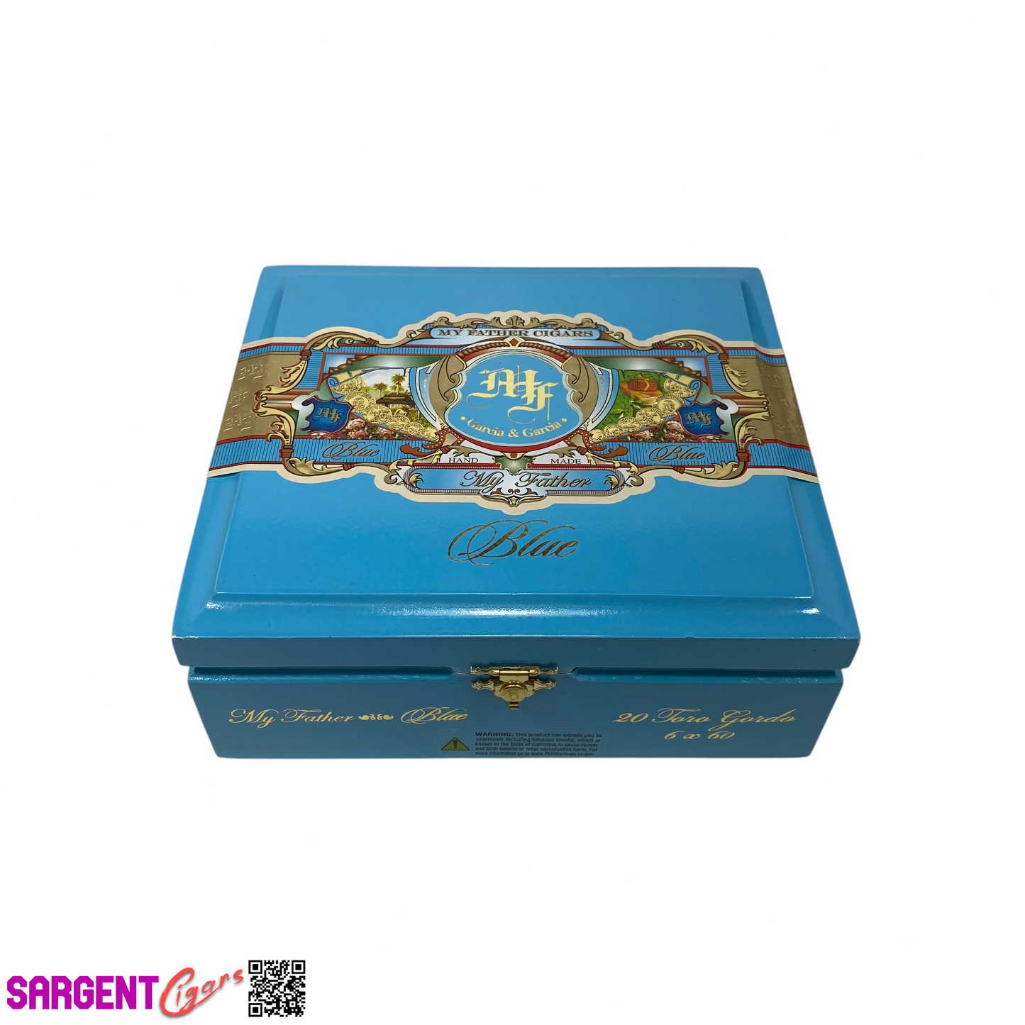 My Father Cigars Blue Toro Gordo Empty Wooden Cigar Box 7.75x7x3