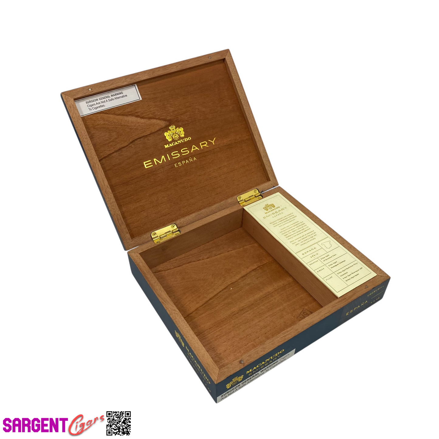 Macanudo Emissary Churchill Empty Wooden Cigar Box 9.25x8x2