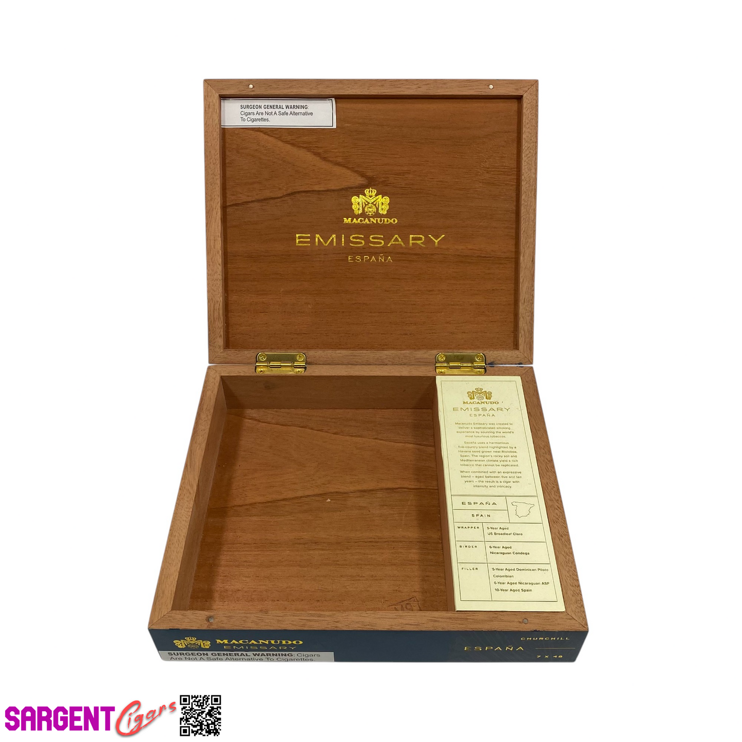 Macanudo Emissary Churchill Empty Wooden Cigar Box 9.25x8x2