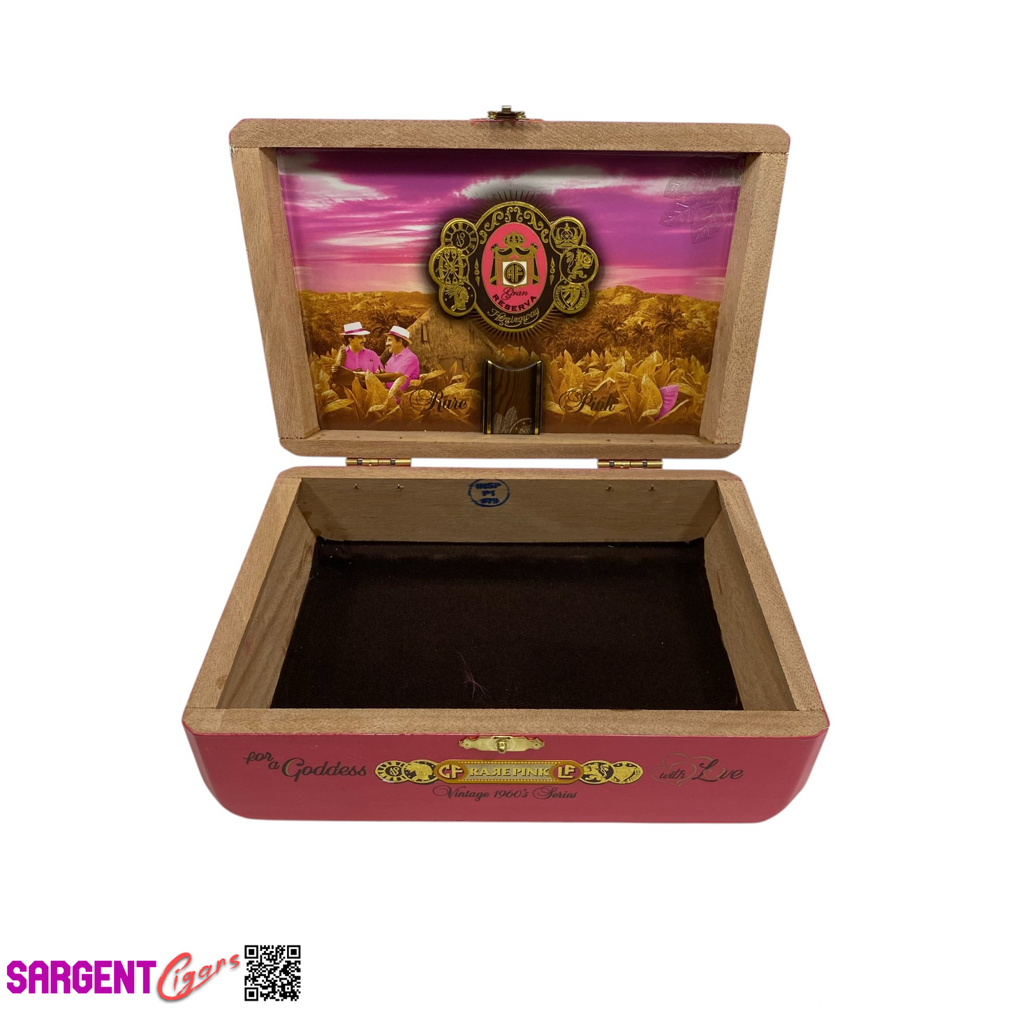 Arturo Fuente Opus X Rare Pink Short Story Empty Wooden Cigar Box 7.75x4.75x2.75 (1)