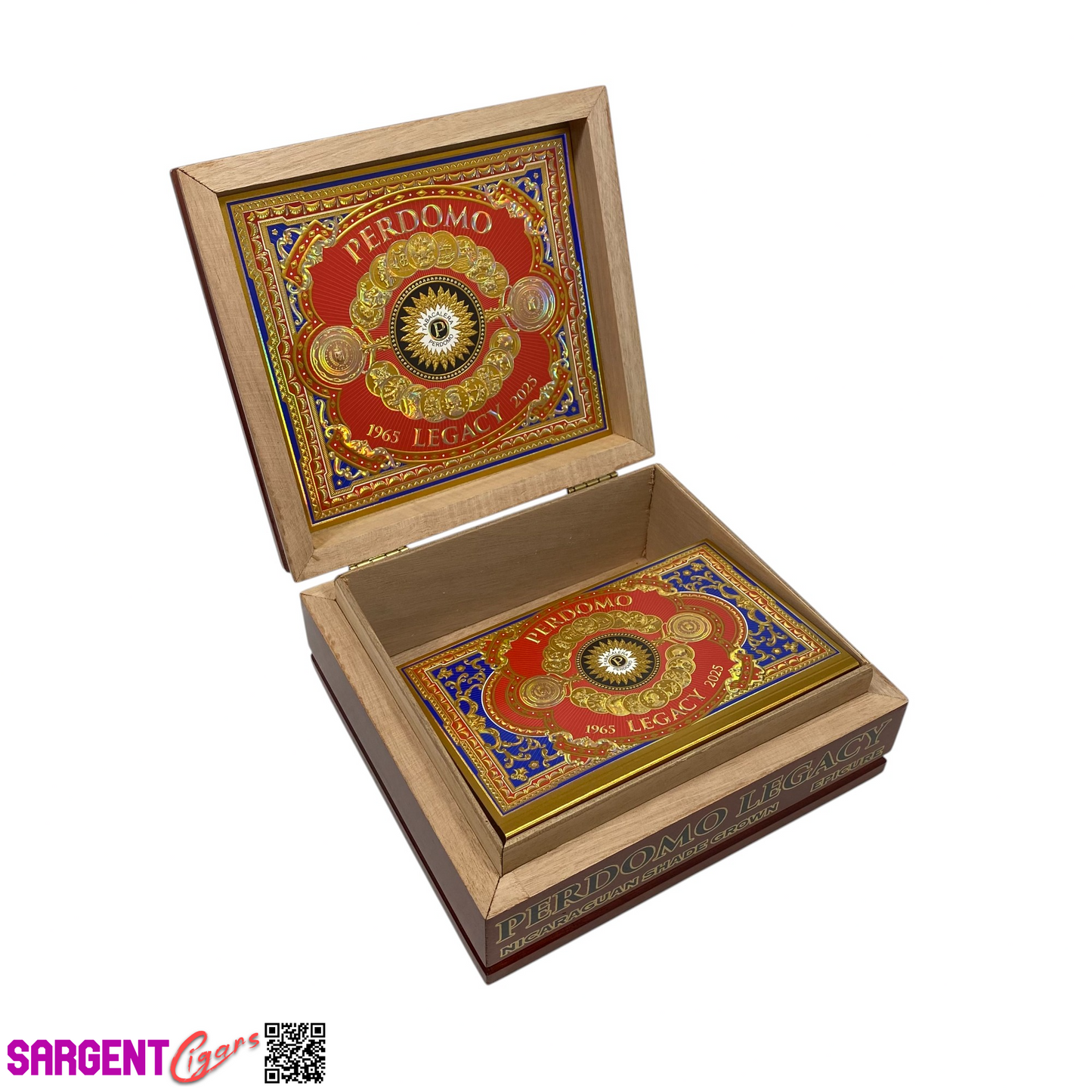Perdomo Legacy Shade Epicure Empty Wooden Cigar Box 8x7.5x3.25