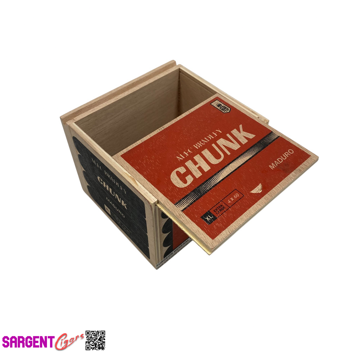 Alec Bradley Chunk XL Empty Wooden Cigar Box 5.25x5x4.25