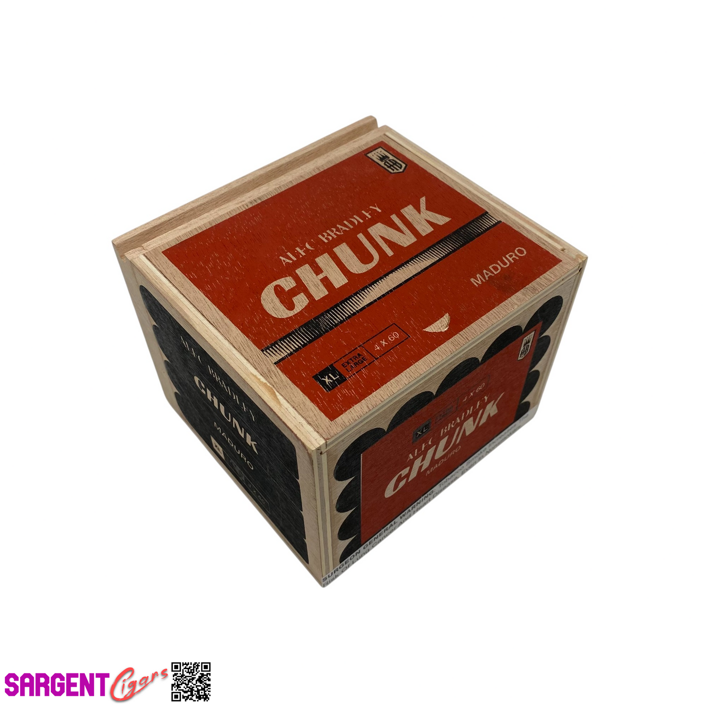 Alec Bradley Chunk XL Empty Wooden Cigar Box 5.25x5x4.25