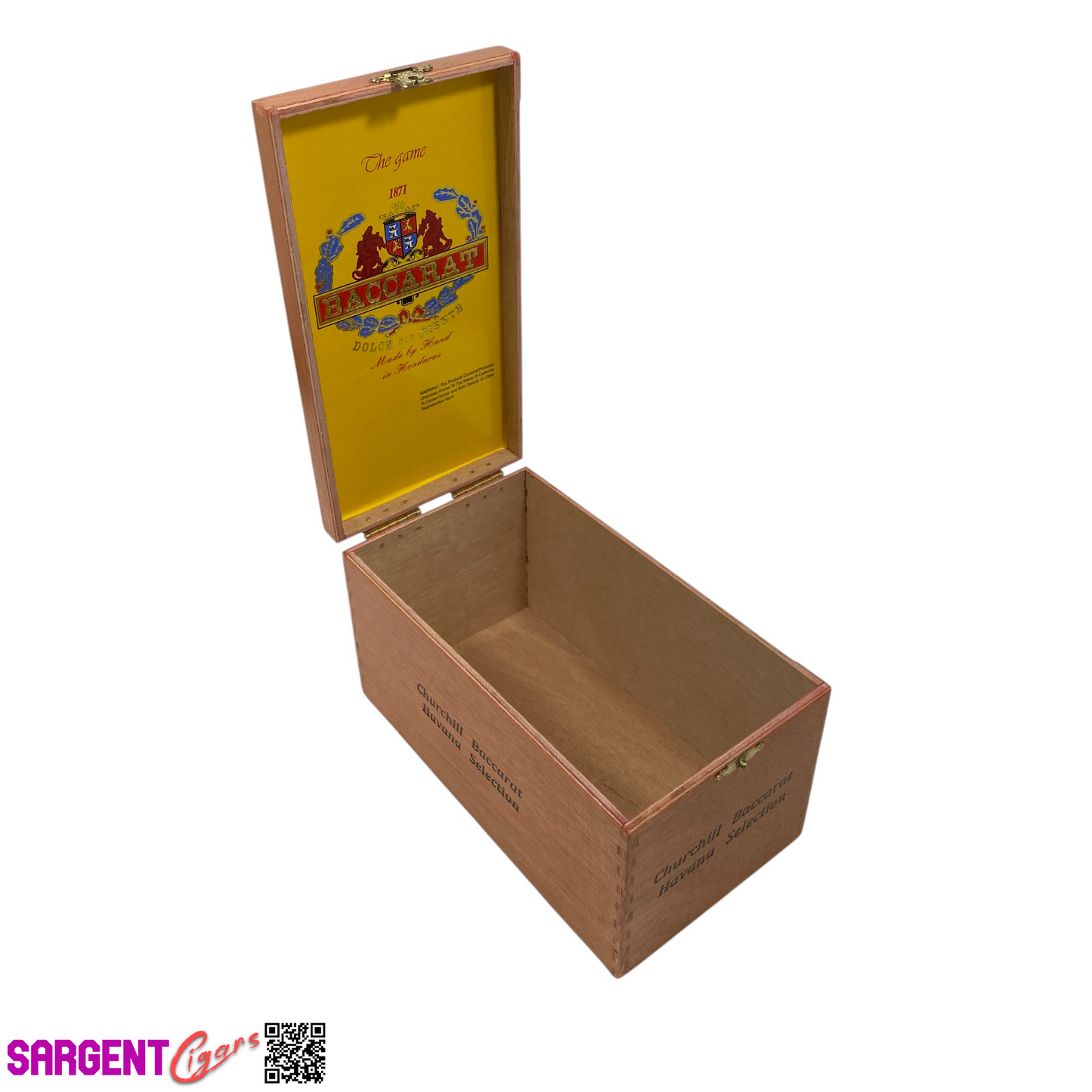 Baccarat Churchill Empty Wooden Cigar Box 4x7.5x4