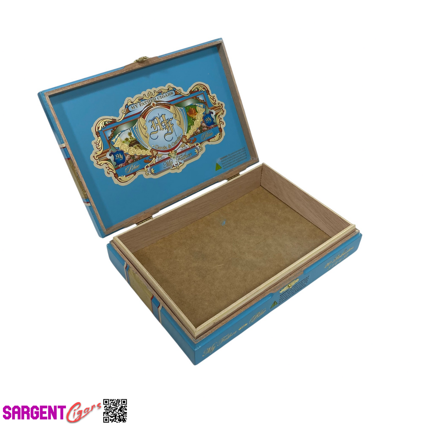 My Father Cigars Blue Robusto Empty Wooden Cigar Box 8.75x6.25x2