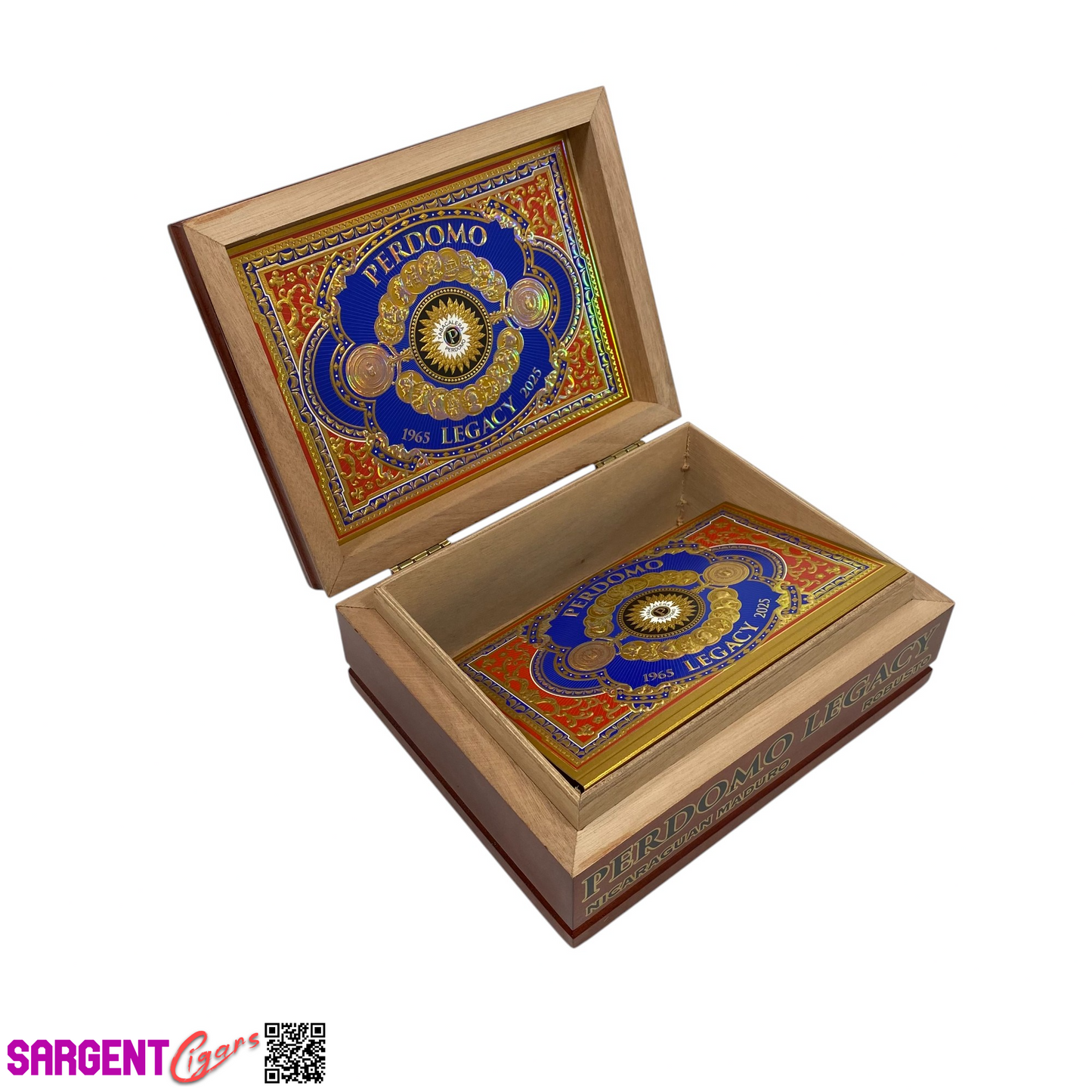 Perdomo Legacy Maduro Robusto Empty Wooden Cigar Box 8x6.25x3.25