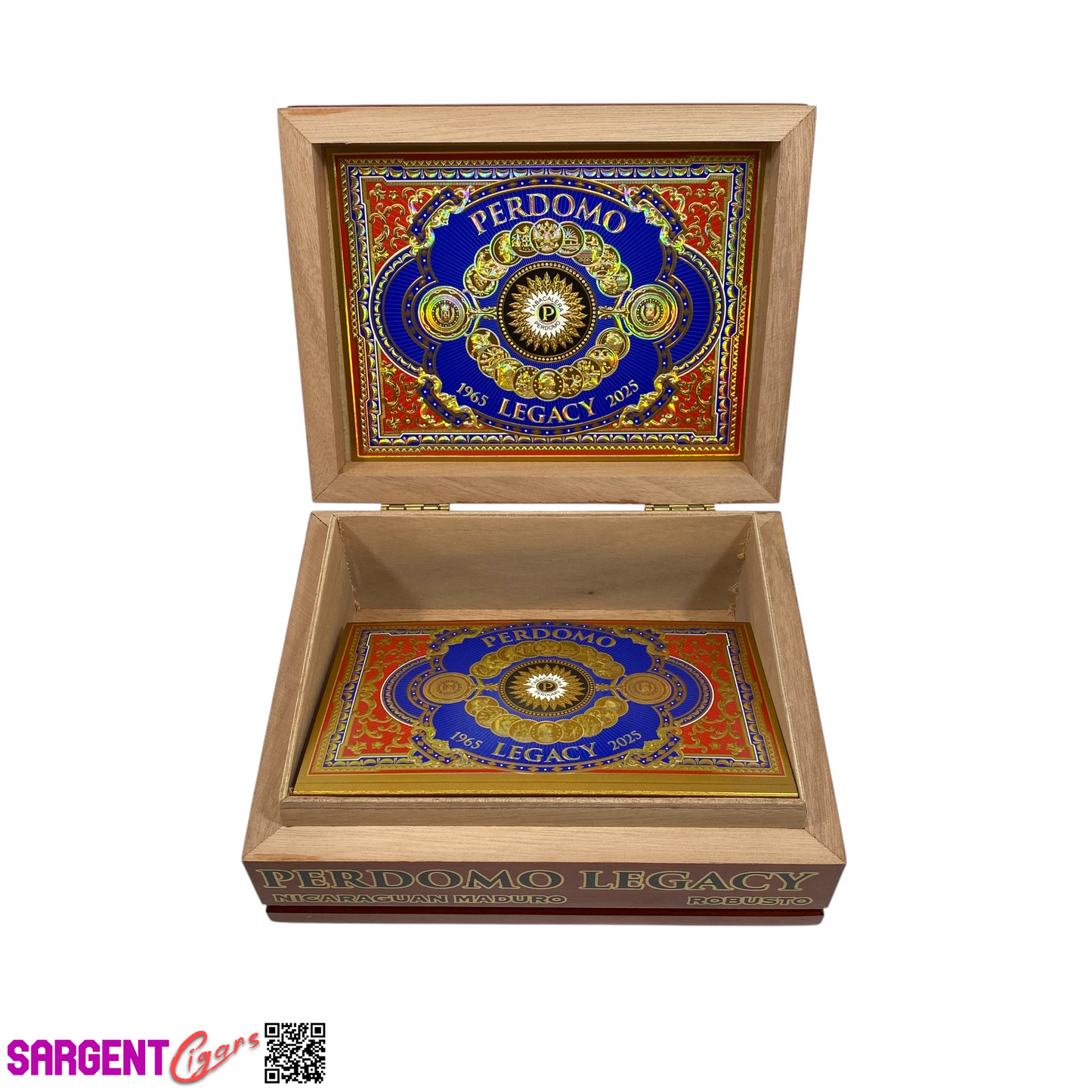 Perdomo Legacy Maduro Robusto Empty Wooden Cigar Box 8x6.25x3.25