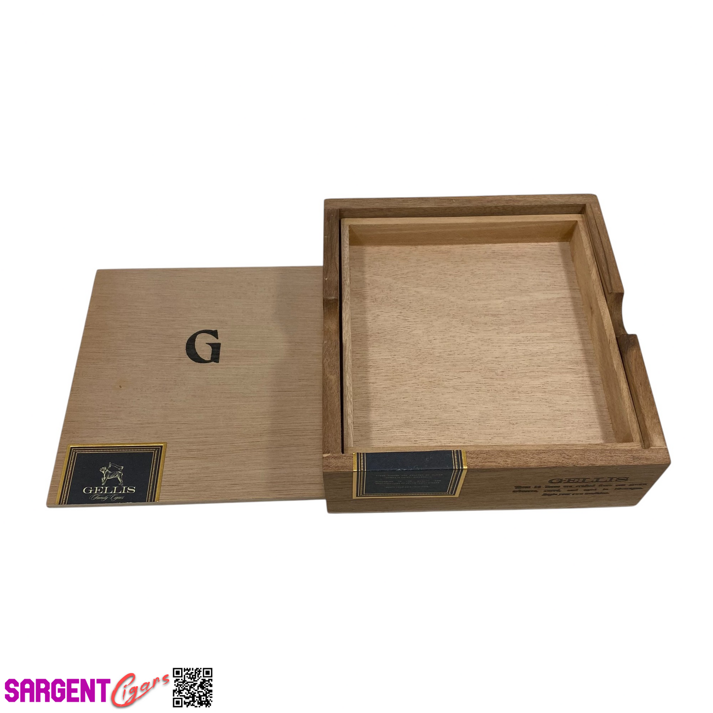 Gellis Family Cigars Toro Empty Wooden Cigar Box 7x7.5x2.25