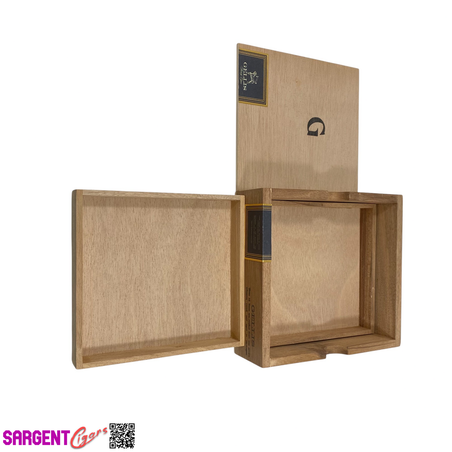 Gellis Family Cigars Toro Empty Wooden Cigar Box 7x7.5x2.25