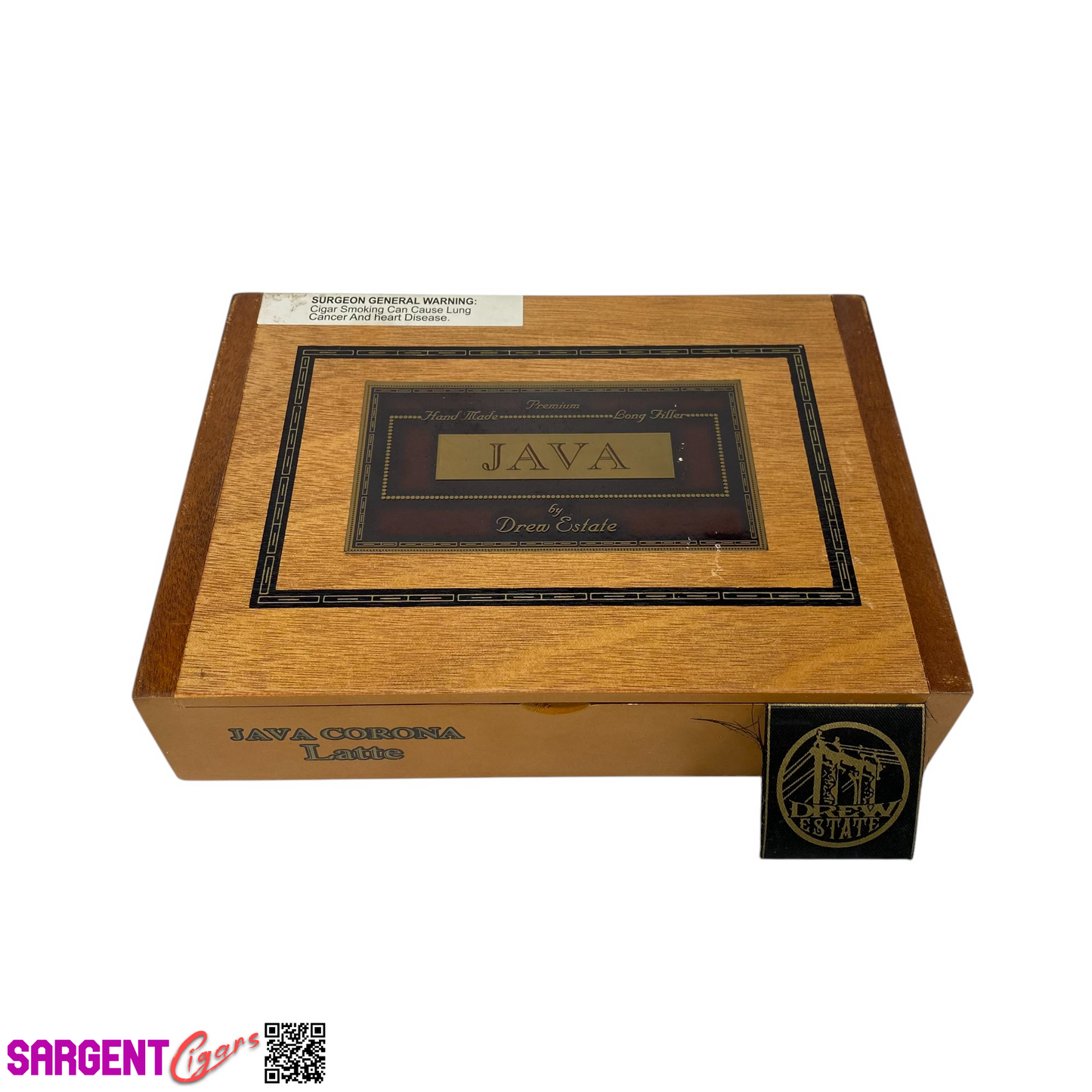 Java Latte Corona Empty Wooden Cigar Box 8.5x6.25x2