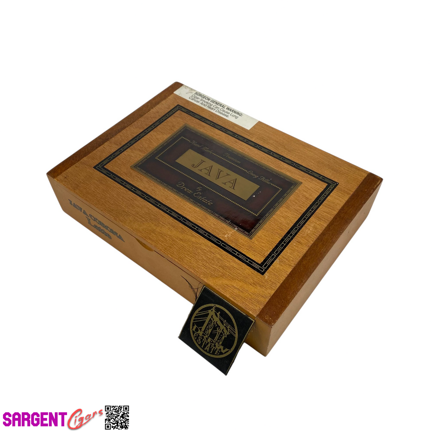 Java Latte Corona Empty Wooden Cigar Box 8.5x6.25x2