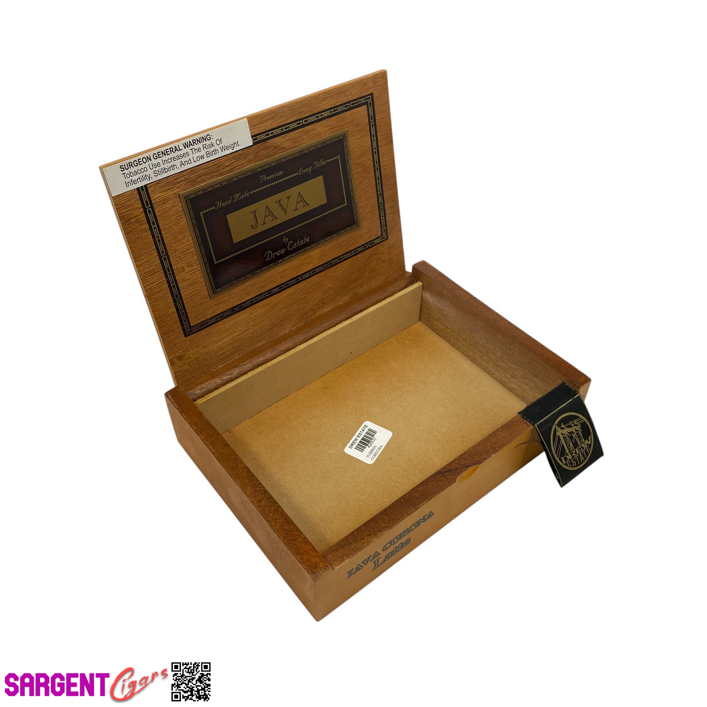 Java Latte Corona Empty Wooden Cigar Box 8.5x6.25x2