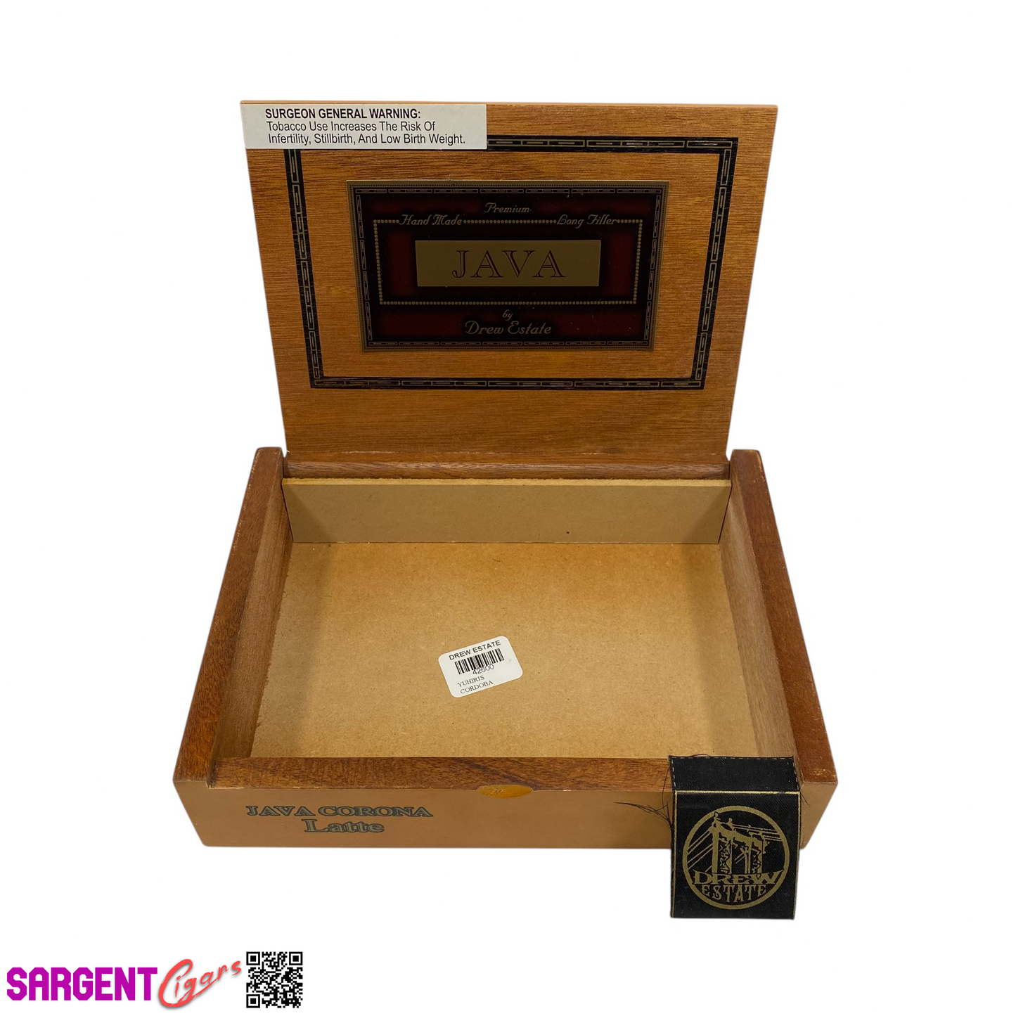 Java Latte Corona Empty Wooden Cigar Box 8.5x6.25x2