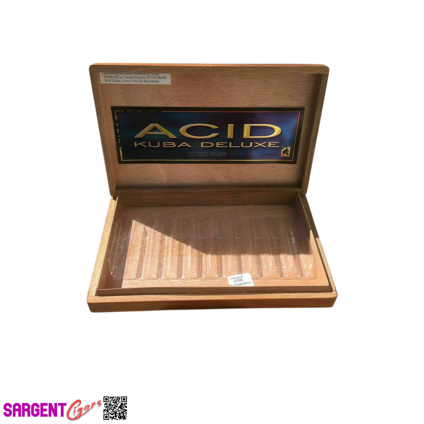 Acid Kuba Deluxe Empty Wooden Cigar Box 11.75x7.5x2