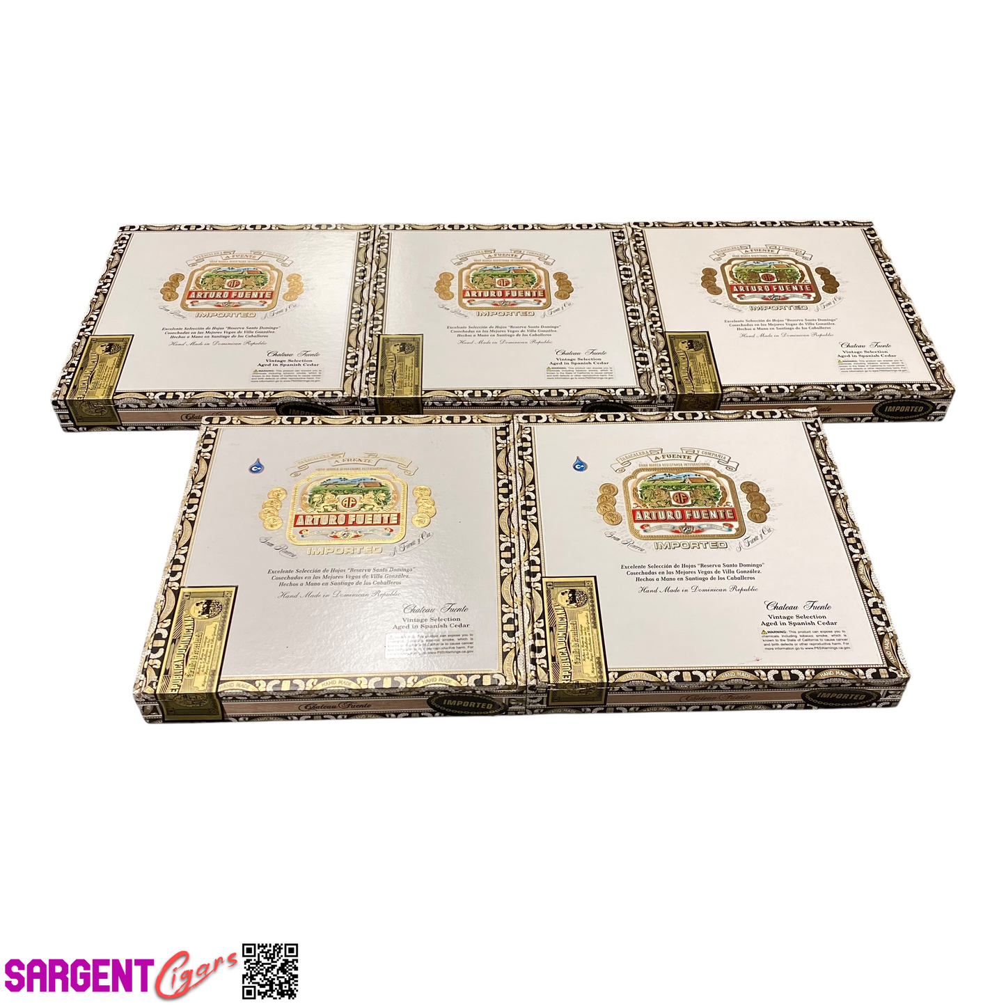 Lot of 5 Empty Arturo Fuente Chateau Cigar Boxes 9.25x9.75x1.5 #26