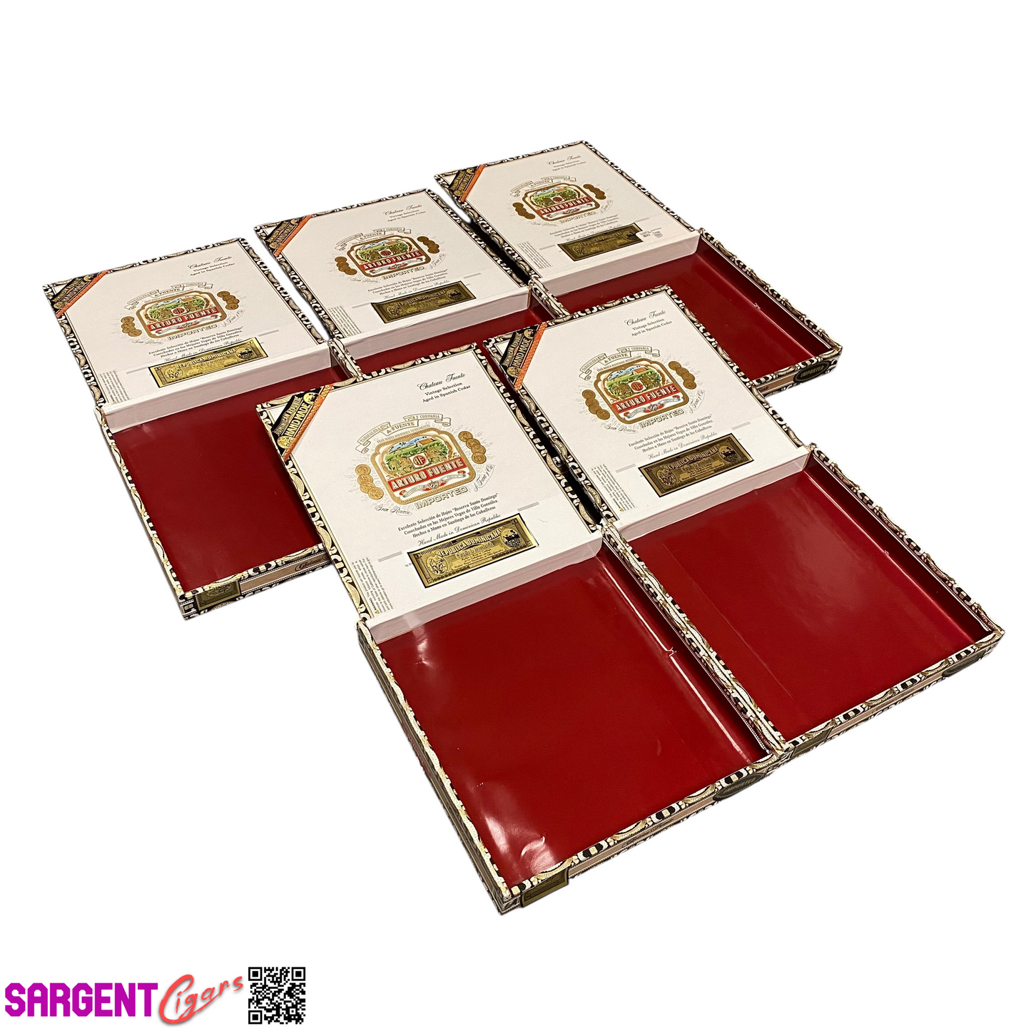 Lot of 5 Empty Arturo Fuente Chateau Cigar Boxes 9.25x9.75x1.5 #26