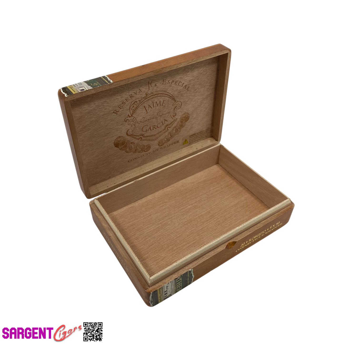 Jaime Garcia Conn Robusto Empty Wooden Cigar Box 8.5x6x2
