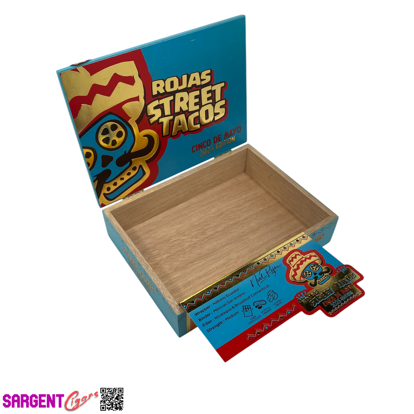 Rojas Street Taco 2025 Empty Wooden Cigar Box 8.75x6.75x2