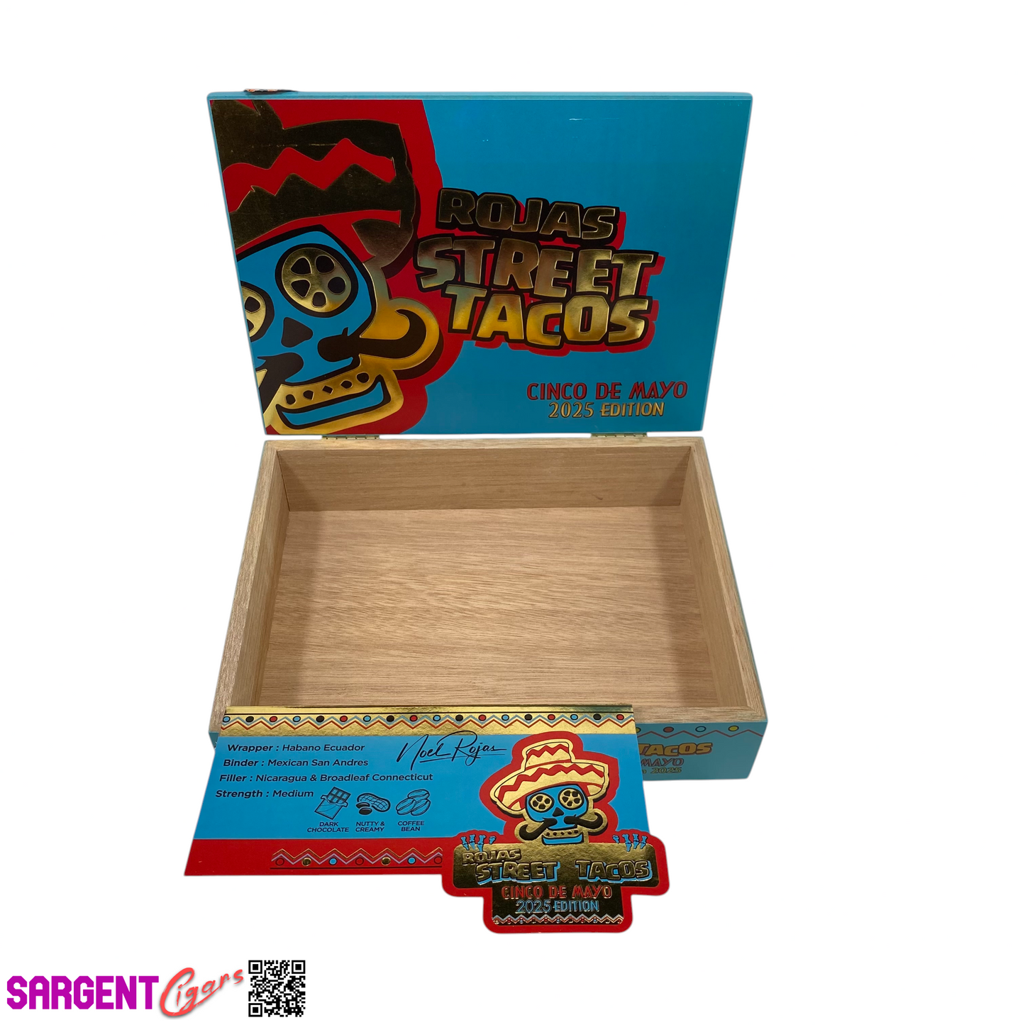 Rojas Street Taco 2025 Empty Wooden Cigar Box 8.75x6.75x2