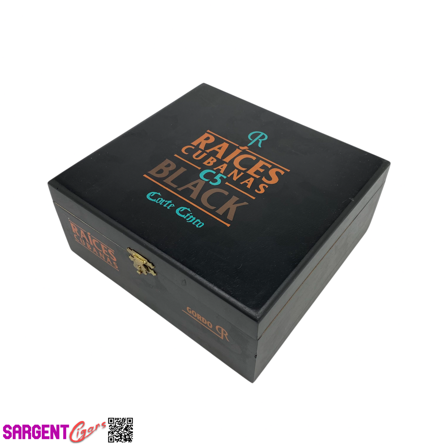 Raices C5 Black Gordo Empty Wooden Cigar Box 7.5x7x3