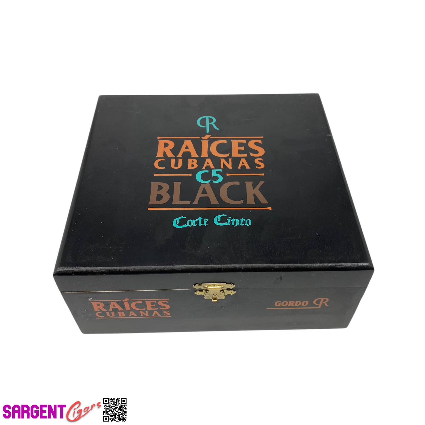 Raices C5 Black Gordo Empty Wooden Cigar Box 7.5x7x3