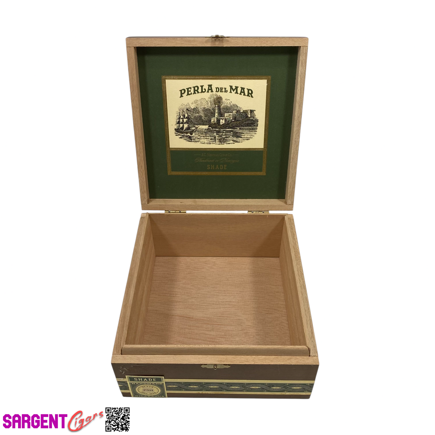Perla Del Mar Shade Toro Empty Wooden Cigar Box 7x7.5x3.25