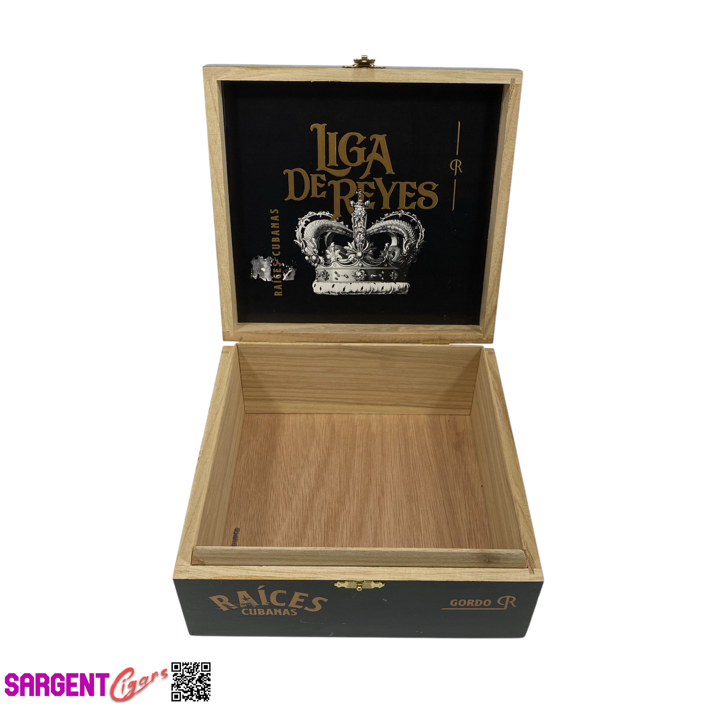 Raices Liga De Reyes Gordo Empty Wooden Cigar Box 7.5x7x3