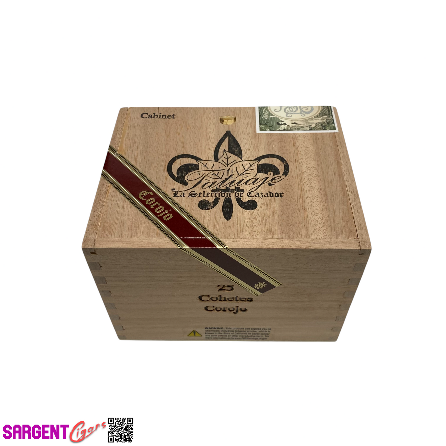 Tatuaje Cabinet Corojo Cohetes Empty Wooden Cigar Box 5.5x4.75x4