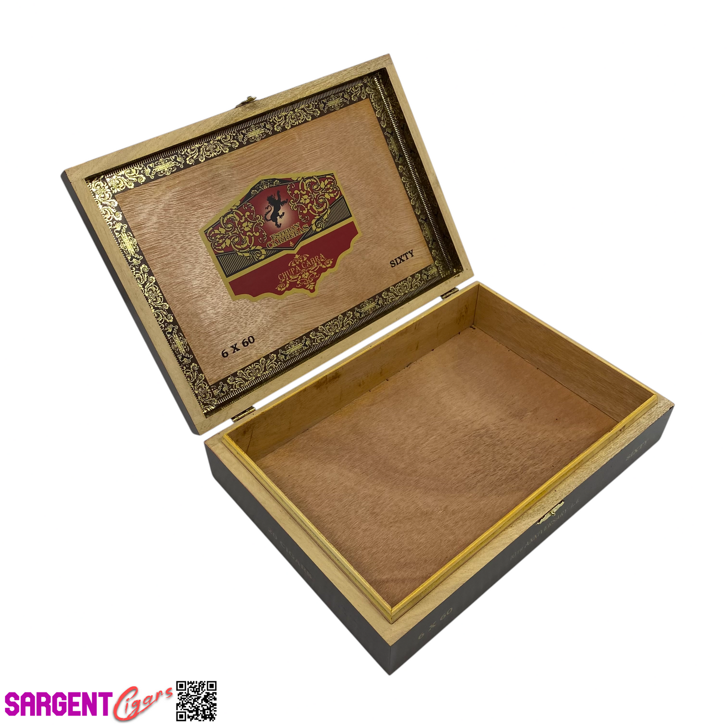 Esteban Carreras Chupa Cabra Sixty Empty Wooden Cigar Box 11x7.75x2.5