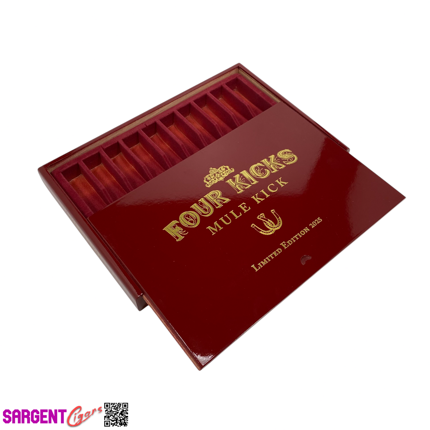 Four Kicks Mule Kick 2025 Empty Wooden Cigar Box 11.25x7.5x1.25
