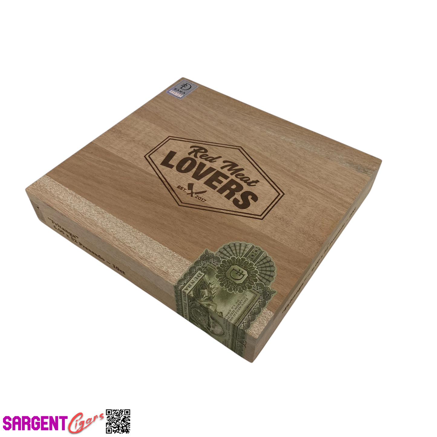 Dunbarton Red Meat Lovers Fritanga Empty Wooden Cigar Box 9.75x9x1.75